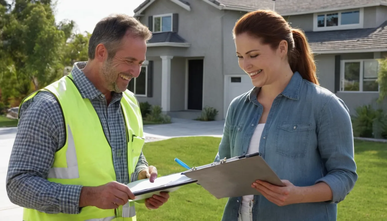 A homeowner reviewing a written concrete quote with a local provider in the Carbonado area